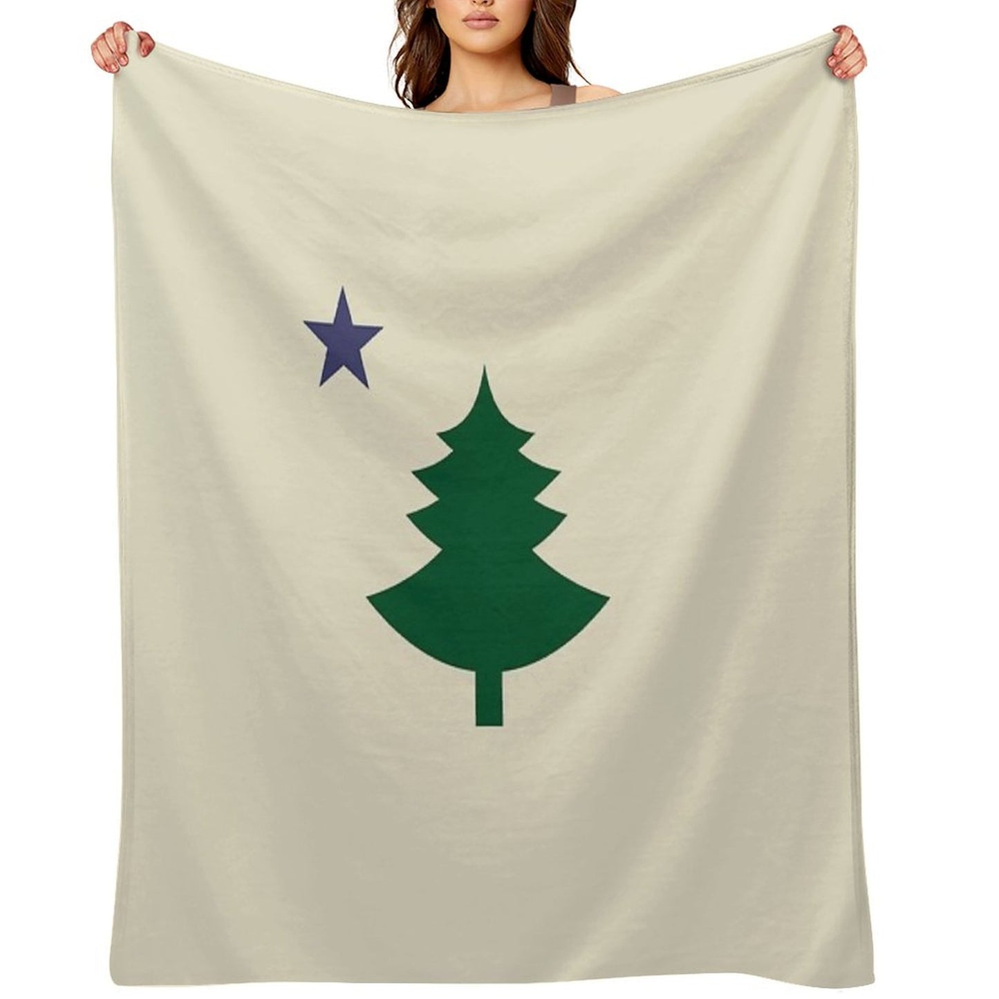 Old Original 1901 Maine State Flag with Pine Tree And Star Throw Blanket