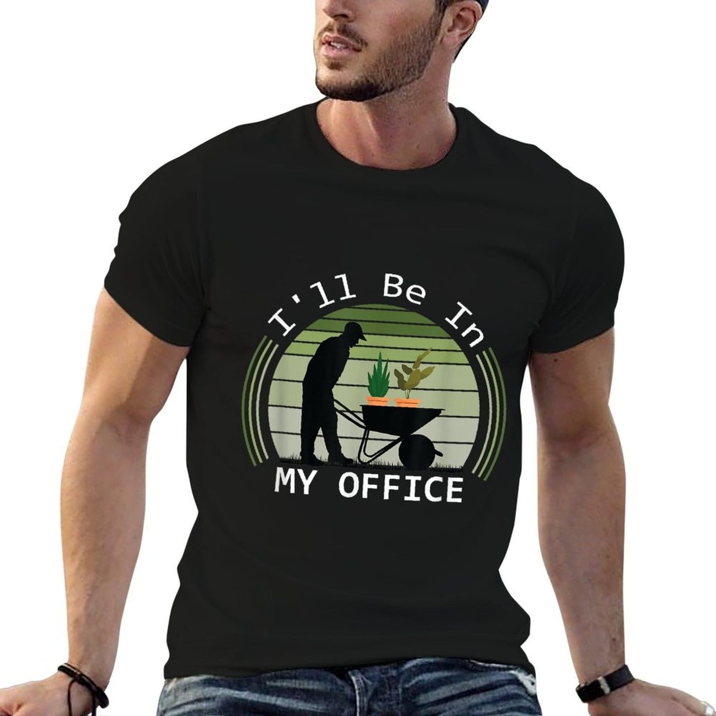 Ill Be in My Office Garden Funny Fathers Day Gardening  Ribbed Collar T-Shirt