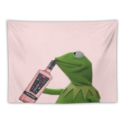 Kermit Sipping Pink Whitney Tapestry