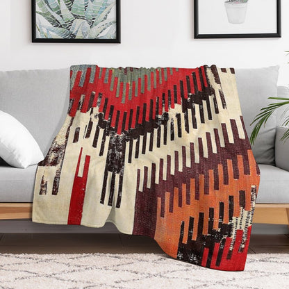 Afyon Central Anatolian Kilim Fragment Print Throw Blanket