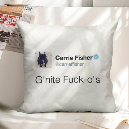 Carrie Fisher Tweets Linen Throw Pillow Cover