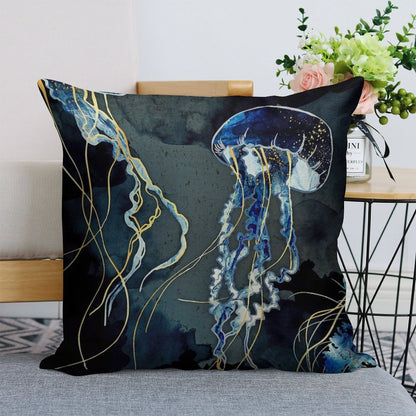 Metallic Ocean III Linen Throw Pillow Cover