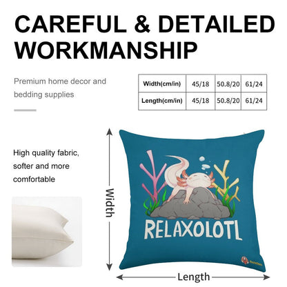 Relaxolotl A Cute Relaxing Axolotl on A Rock Linen Throw Pillow Cover