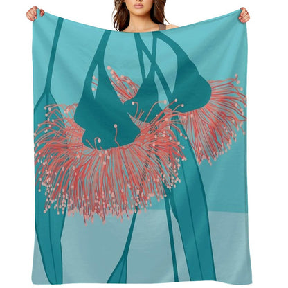 Gum Blossom Eucalyptus Pink Blue Throw Blanket