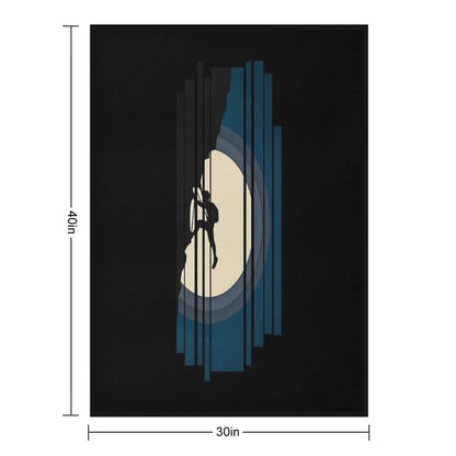 Moon Silhouette Lead. Rock Climbing Throw Blanket