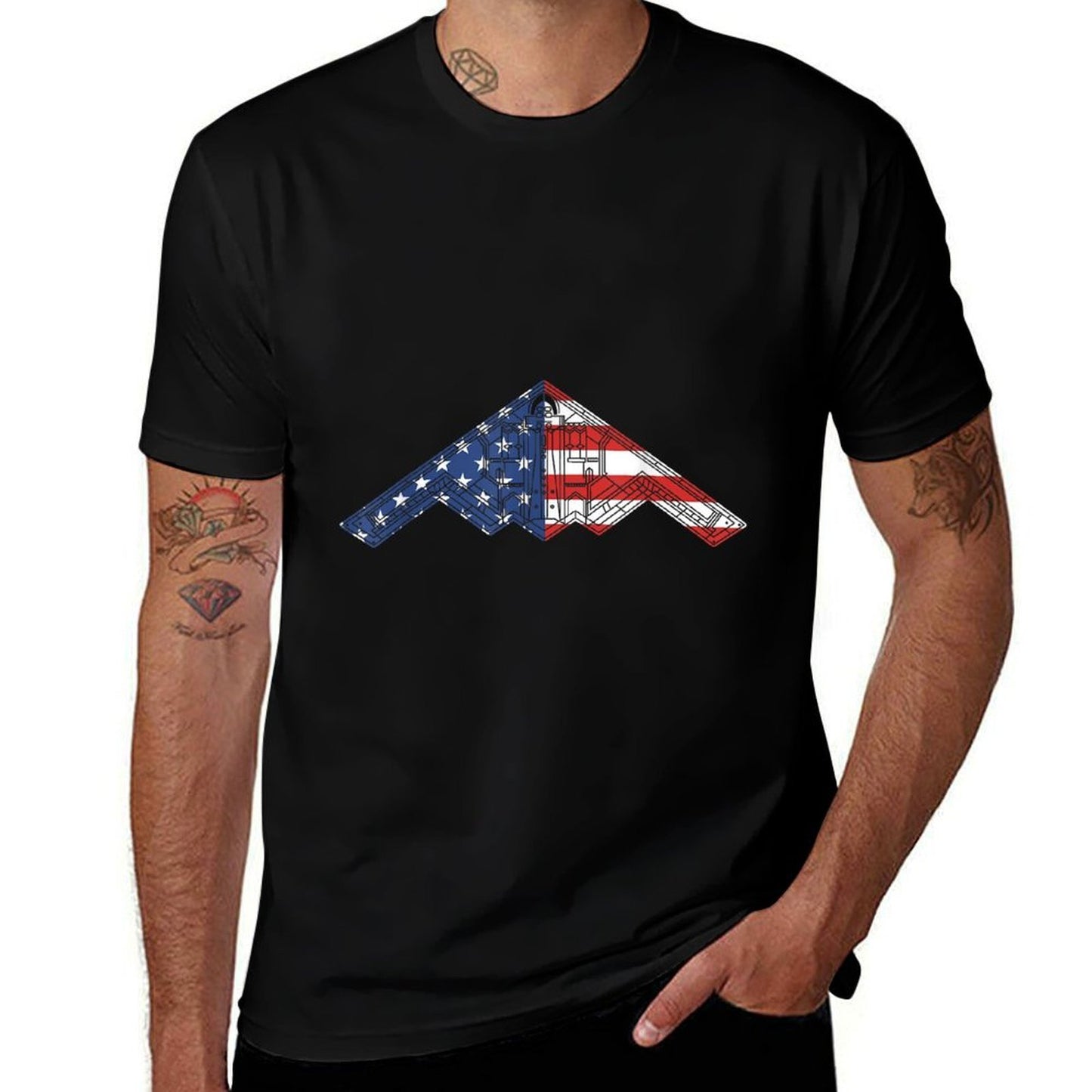B-2 Bomber Stealth Aircraft Schematic American B2  Lightweight T-Shirt