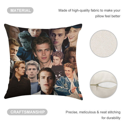 Hayden Christensen Hot Collage Linen Throw Pillow Cover