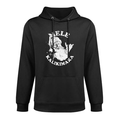 Retro Christmas Mele Kalikimaka Santa Shaka Hawaii Adjustable Hood Hoodie