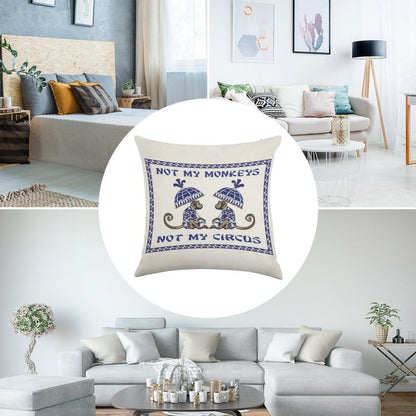 Not My Monkeys Linen Throw Pillow Cover