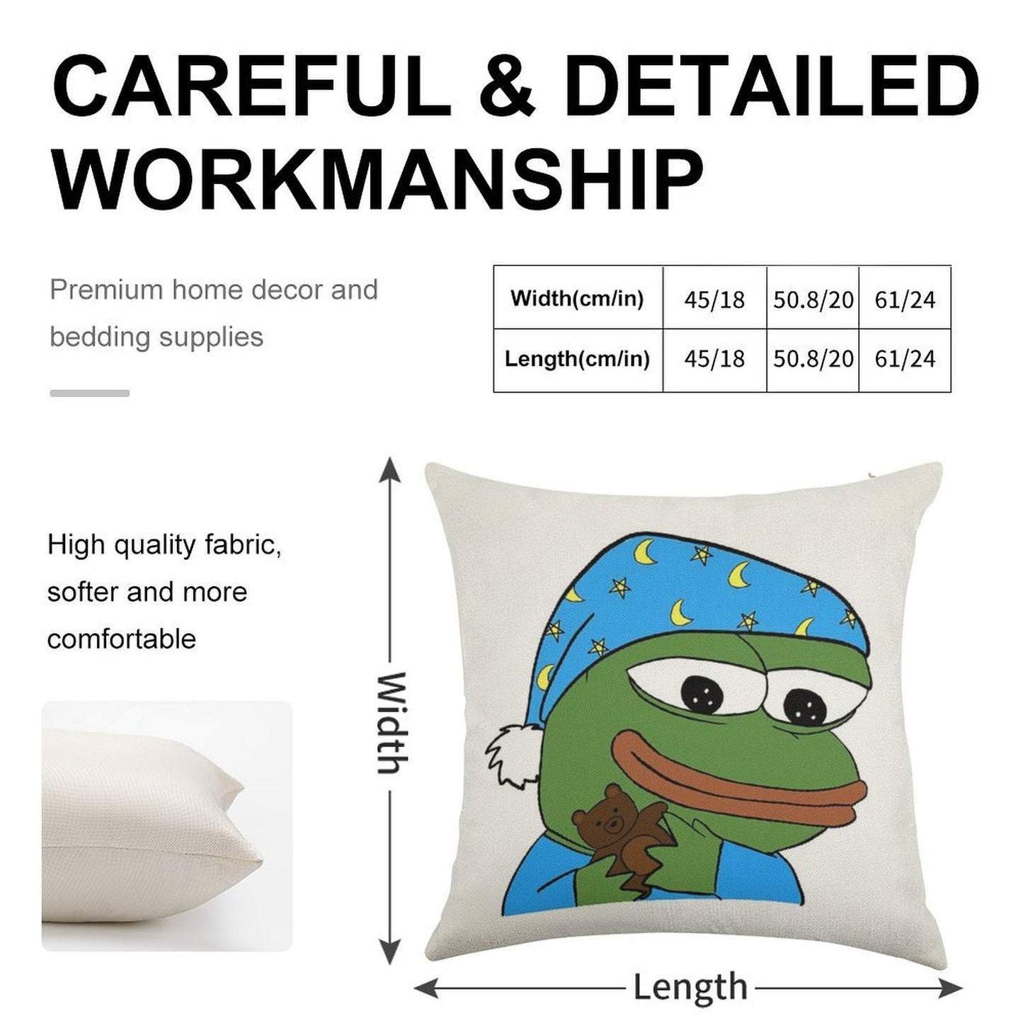 Bedtime Pepe - Sleepo Peepo Linen Throw Pillow Cover