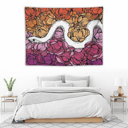 Floral Snake Lesbian Pride Colors Tapestry