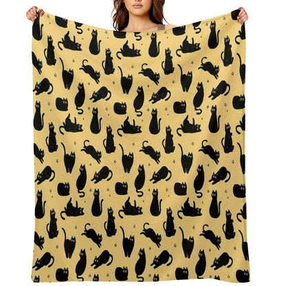 Black Cat Pattern Throw Blanket