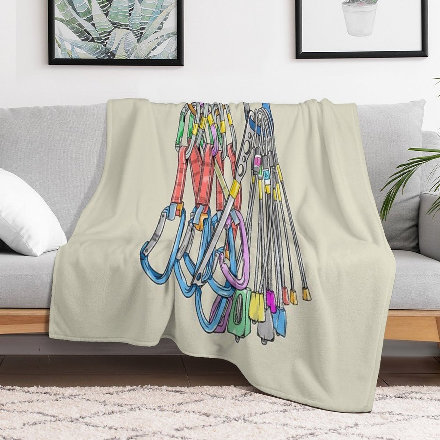 Rack of Rock Climbing Gear Throw Blanket