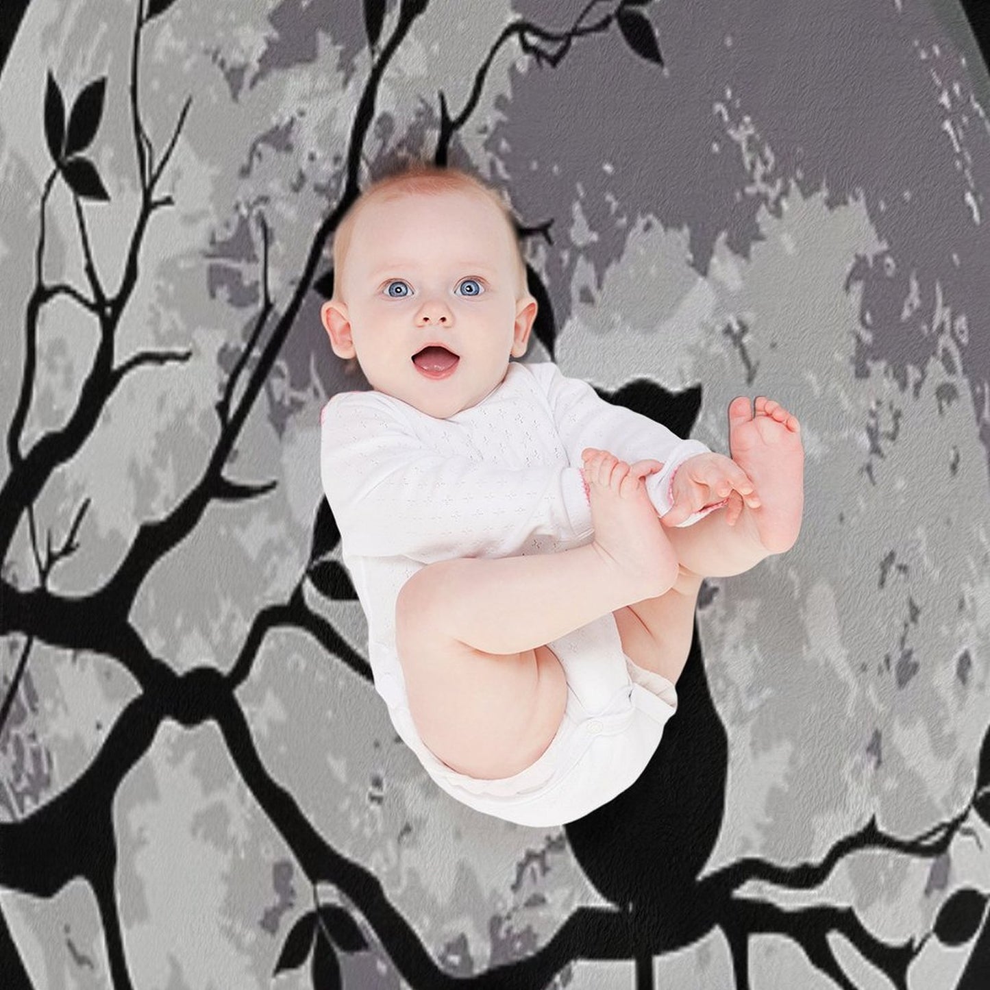 The Cat And The Moon Throw Blanket