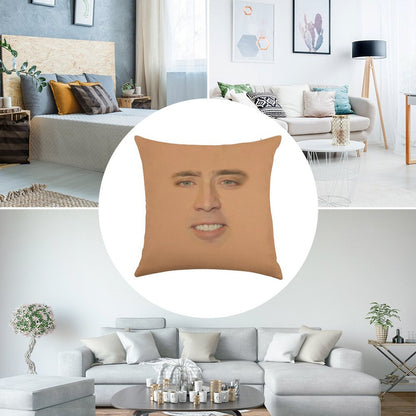 Nicolas Cage Full Face Linen Throw Pillow Cover