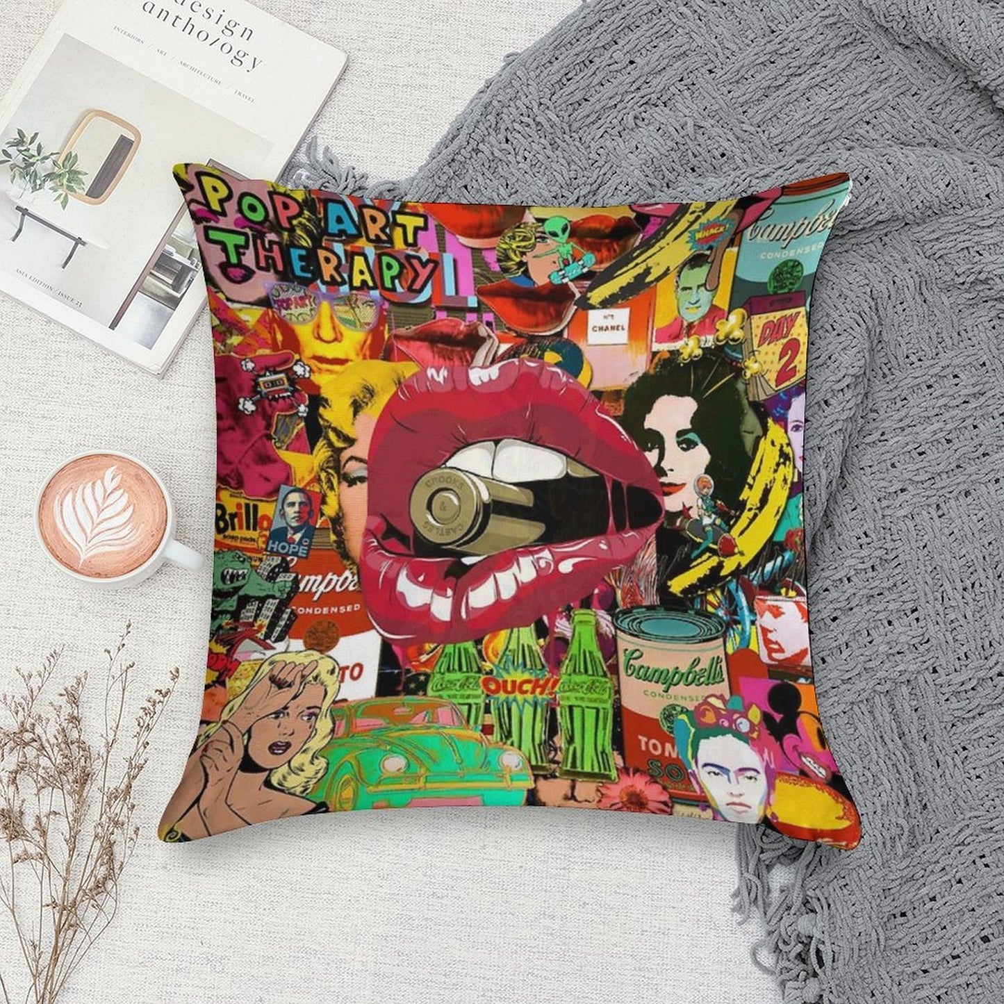 Pop Art Therapy Soft Easy Maintenance Throw Pillow
