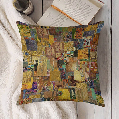 Gustav Klimt Linen Throw Pillow Cover