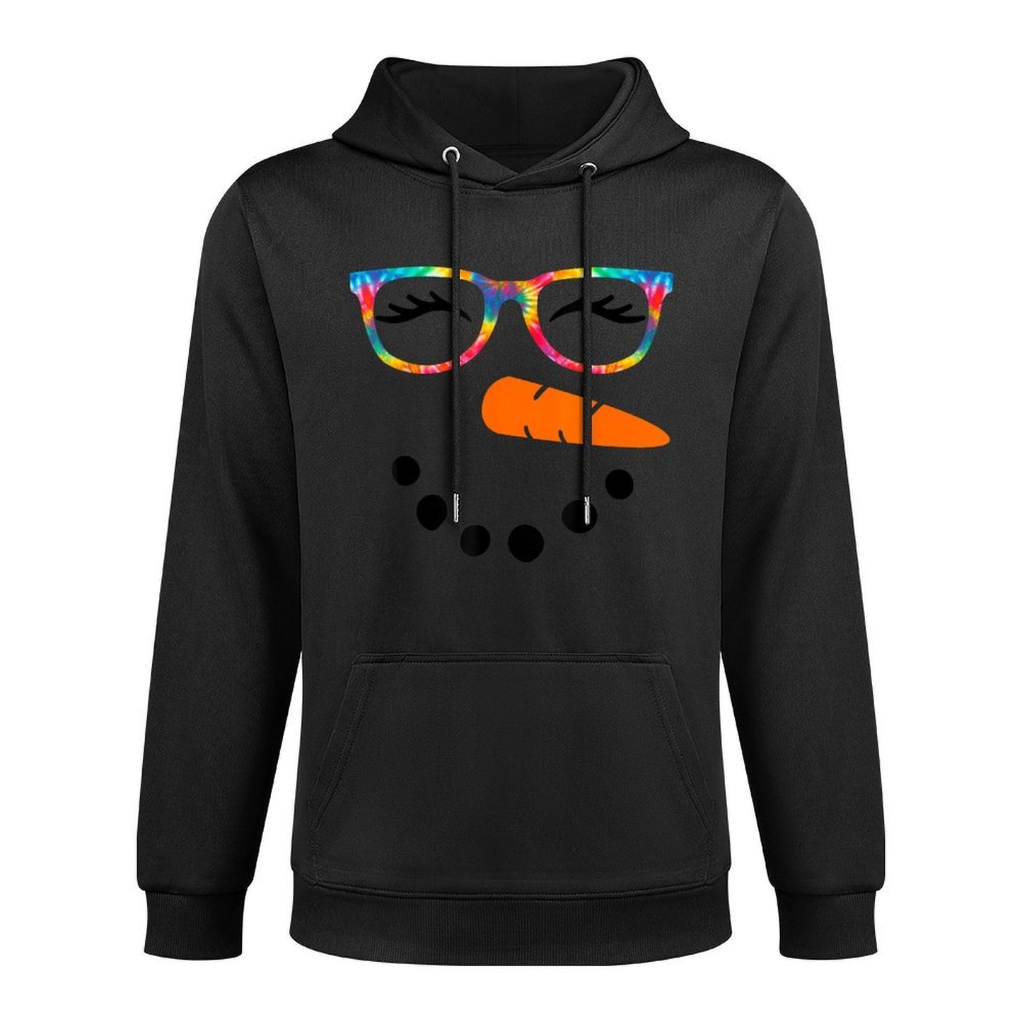 Winter Snowman Face Tie Dye Eyelashes Christmas Girls Womens Relaxed Fit Hoodie