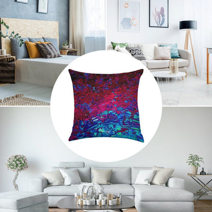 ETERNAL TIDE Bold Rich Colorful Deep Purple Fuchsia Magenta Turquoise Royal Blue Ombre Waves Abstract Acrylic Painting Linen Throw Pillow Cover