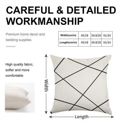 Geometric Abstract - White And Black. Linen Throw Pillow Cover