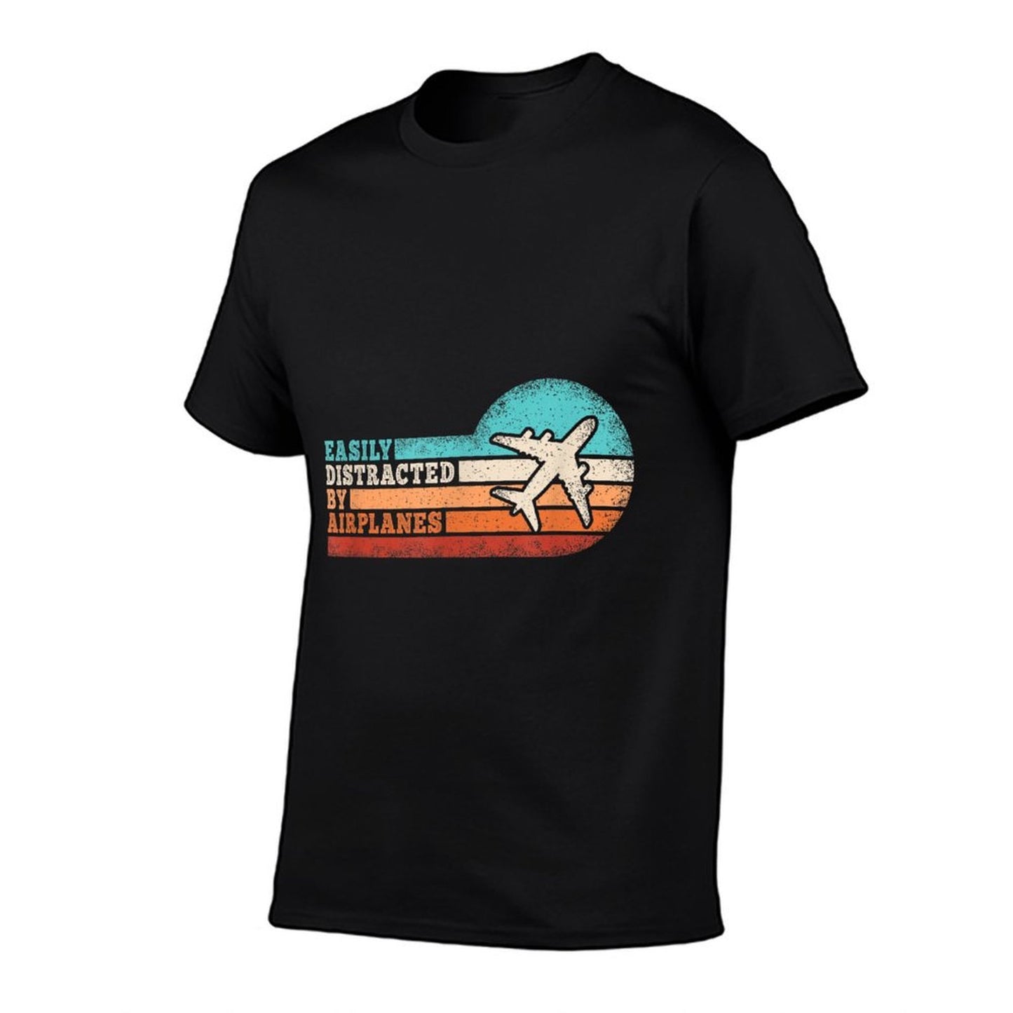 Easily Distracted By Airplanes Funny Pilot Aviation Men Comfortable T-Shirt