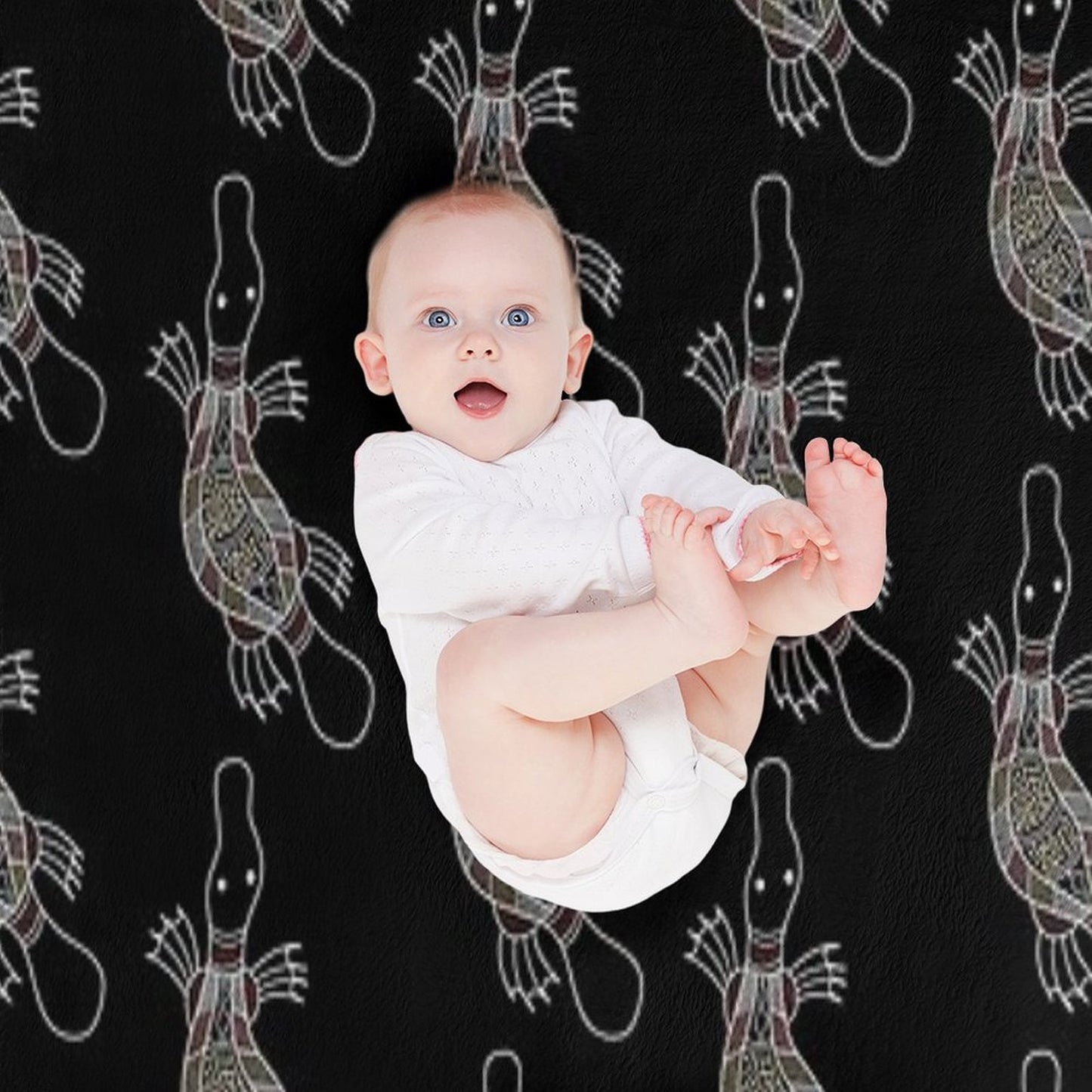 Authentic Aboriginal Art - Platypus Throw Blanket