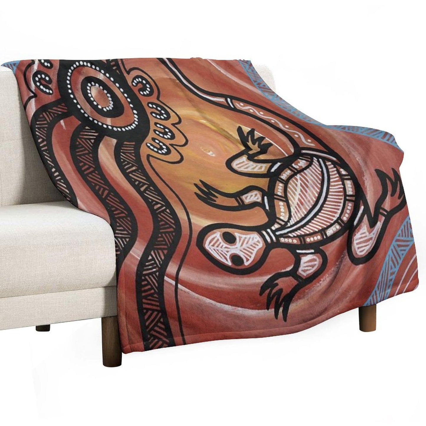 Authentic Aboriginal Art - Lizard Throw Blanket