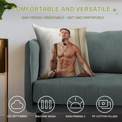 Channing Tatum Shirtless Soft Anti-Pilling Throw Pillow