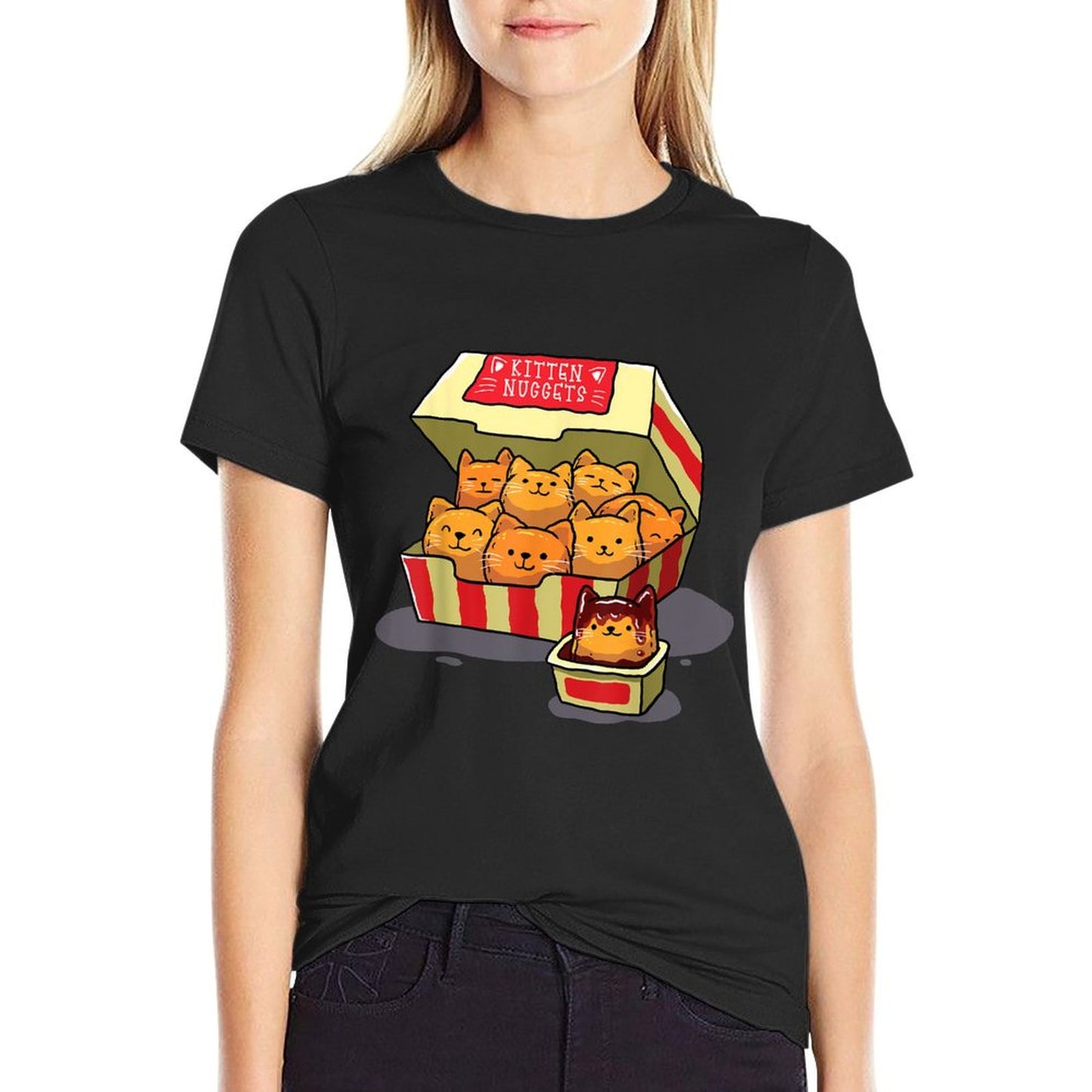 InGENIUS Funny Cat Owners & Gifts Kitten Nuggets Food Pun Cat Lover Gift Chicken Nuggets Unisex-Adults Black Small T-Shirt