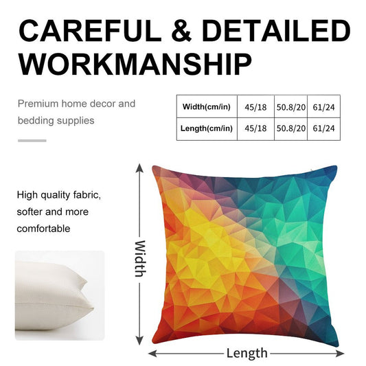 Abstract Multi Color Cubizm Painting Linen Throw Pillow Cover