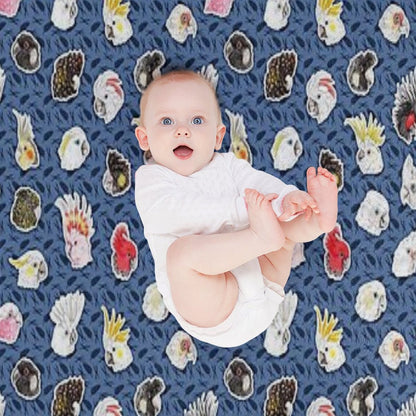 21 Cockatoos (in Dark Blue) Throw Blanket