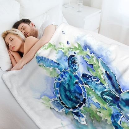 Sea Turtles Turquoise BLue Design Throw Blanket