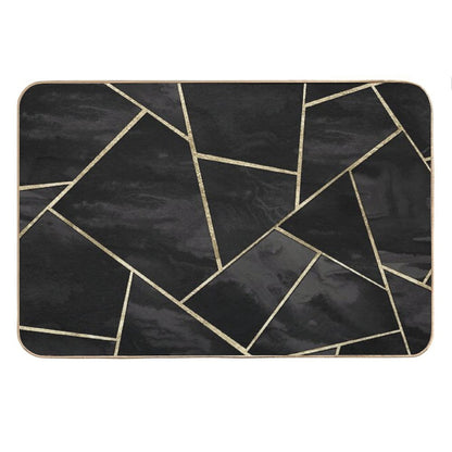Dark Black Ink Gold Geometric Glam #1 #geo #decor #art Bath Mat