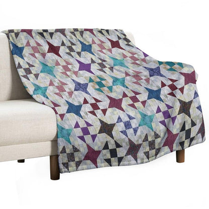 Churn Dash And Falling Stars Quilt Throw Blanket