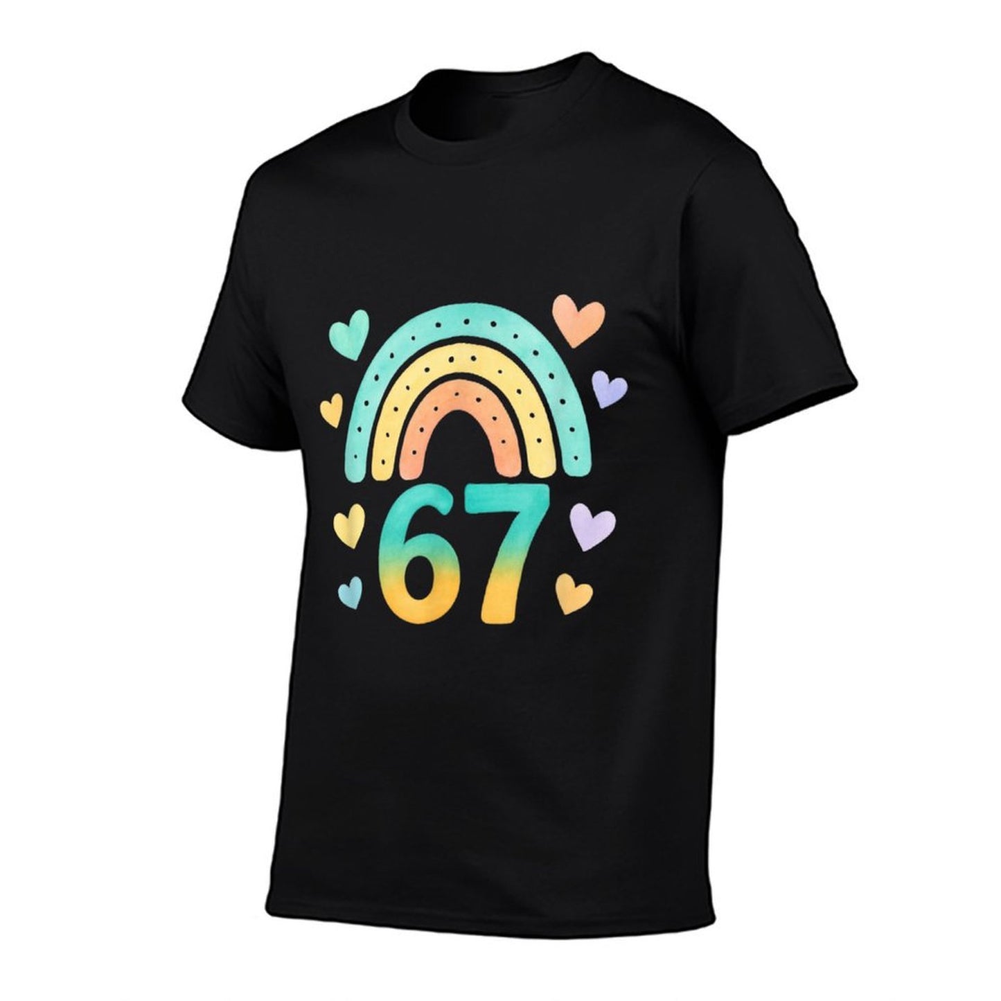 67 Watercolor Rainbow Cute Cool Meme Six Seven Funny Meme  Eco-friendly Material T-Shirt