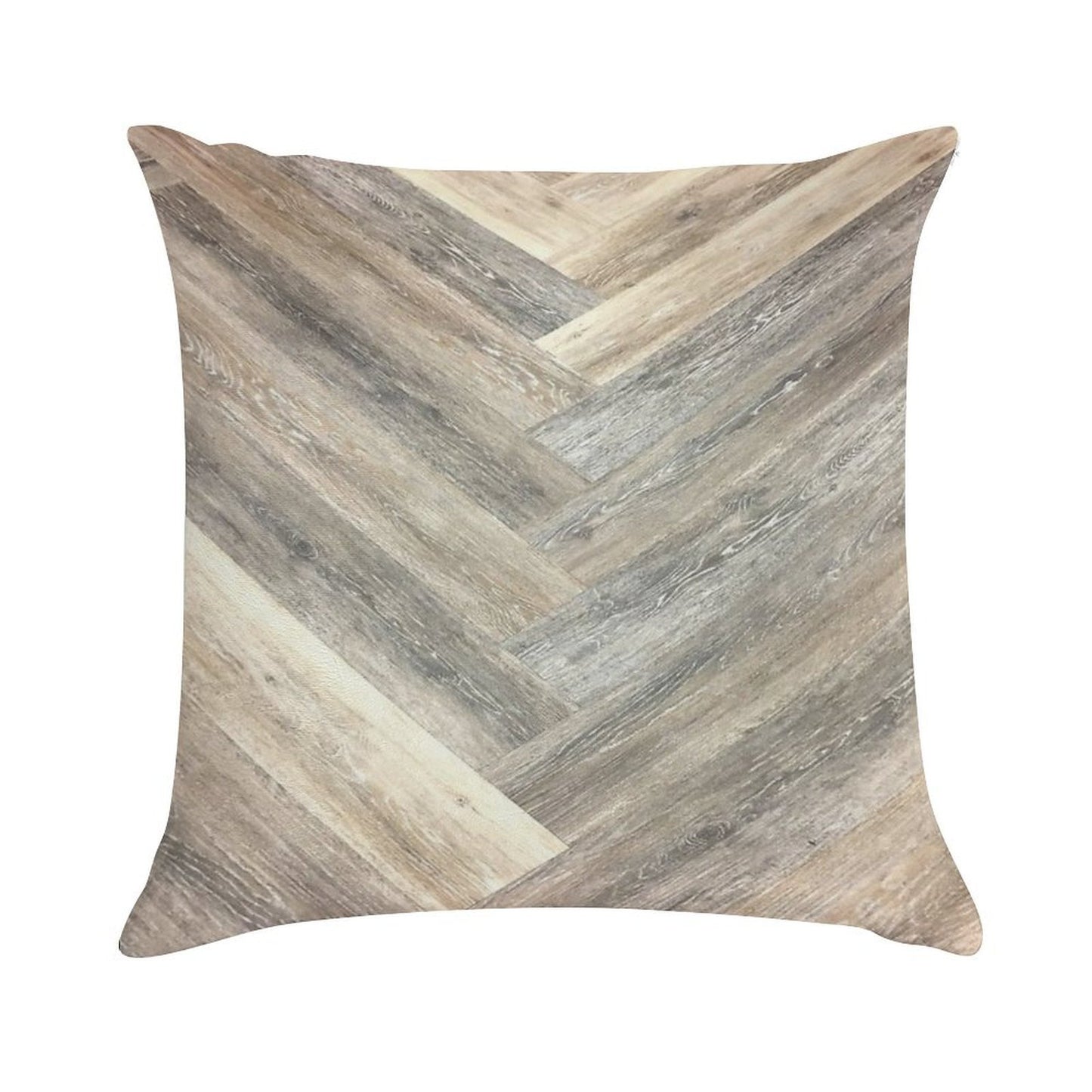 Contemporary Caramel Brown Grey Beige Farmhouse Barn Wood Soft Reinforced Edging Throw Pillow