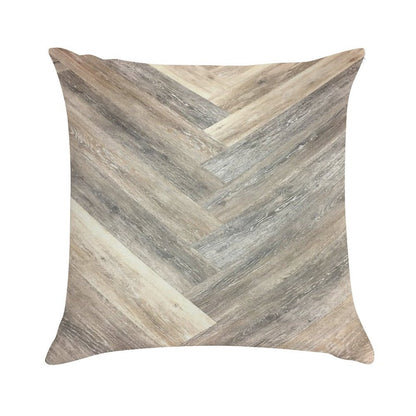 Contemporary Caramel Brown Grey Beige Farmhouse Barn Wood Soft Reinforced Edging Throw Pillow