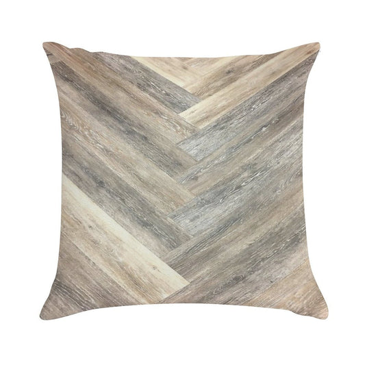 Contemporary Caramel Brown Grey Beige Farmhouse Barn Wood Soft Reinforced Edging Throw Pillow