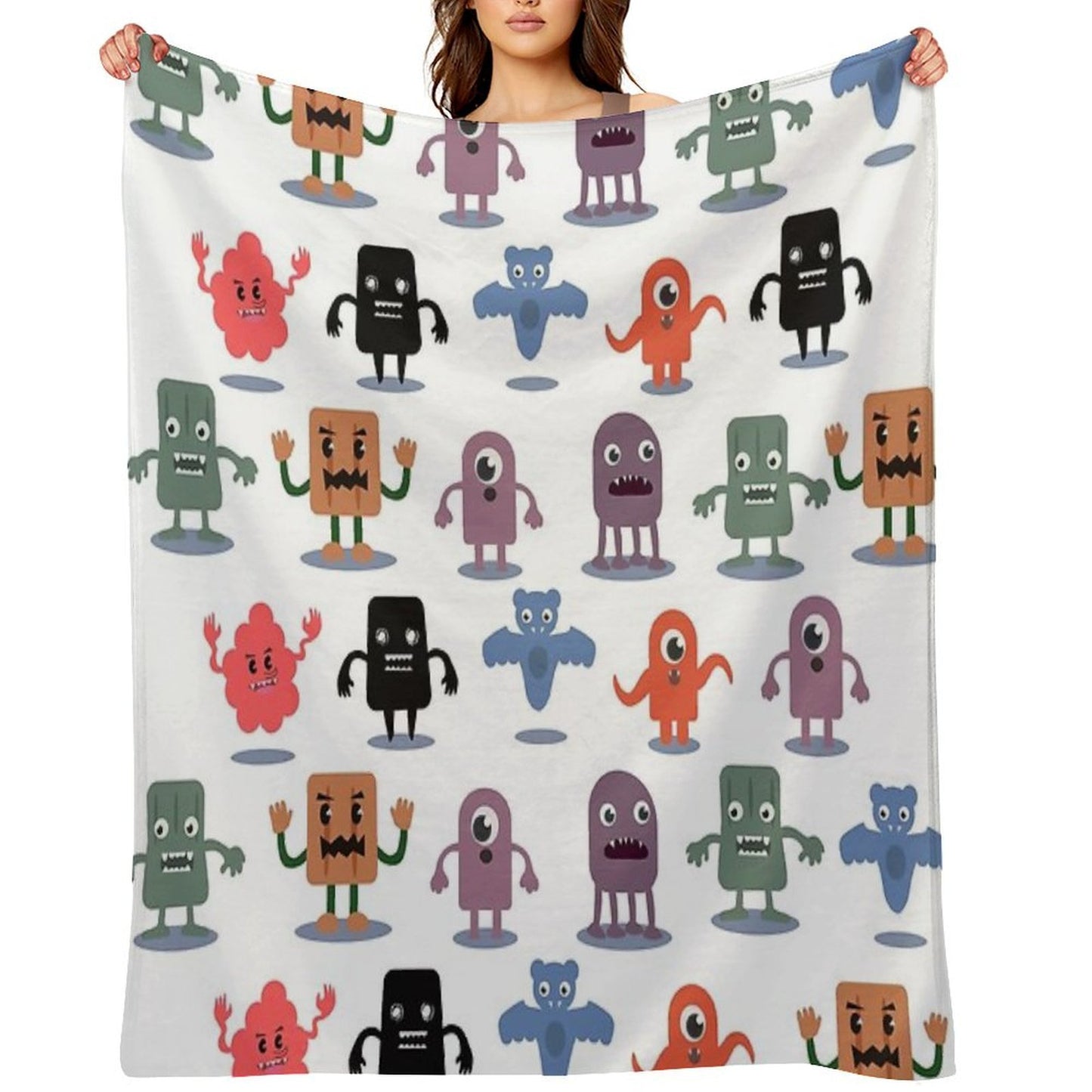 Monster Collection Pattern Throw Blanket
