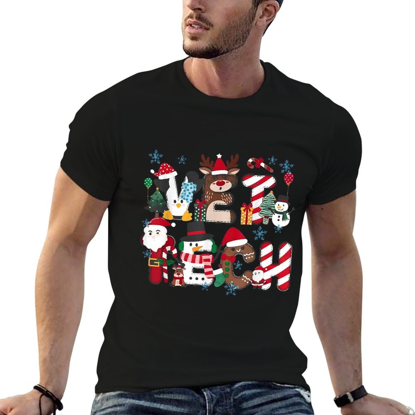 Vet Tech Christmas Veterinary Tech Medicine Veterinarian  High-quality Stitching T-Shirt