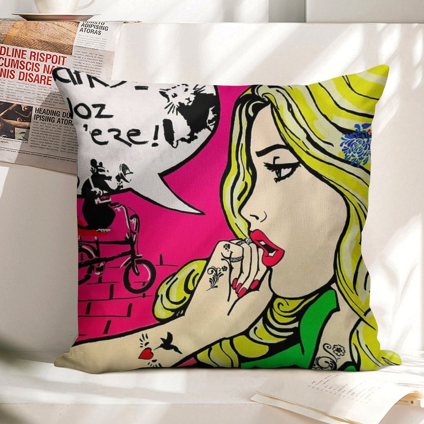 Banksy Goes Pop Art Linen Throw Pillow Cover