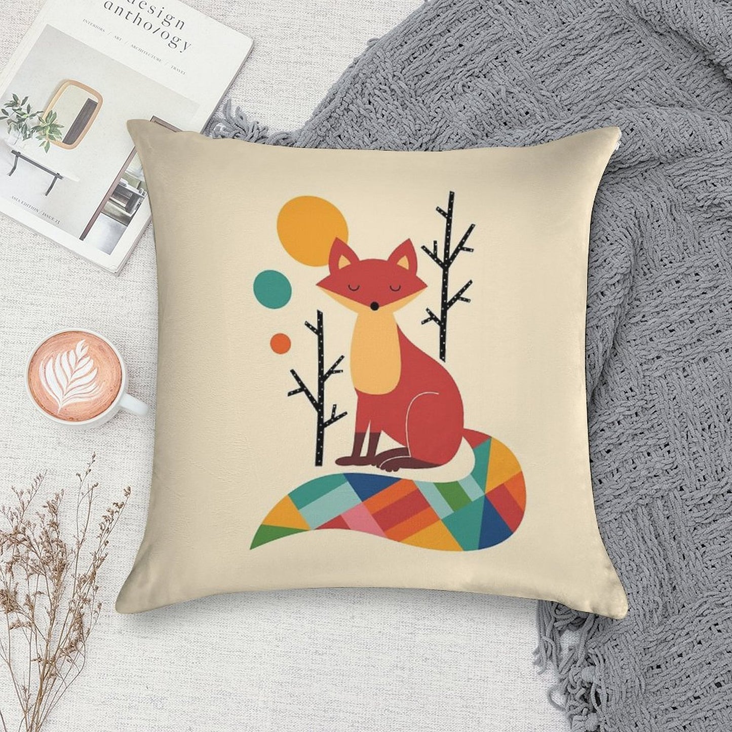 Rainbow Fox Soft Multiple Sizes Throw Pillow