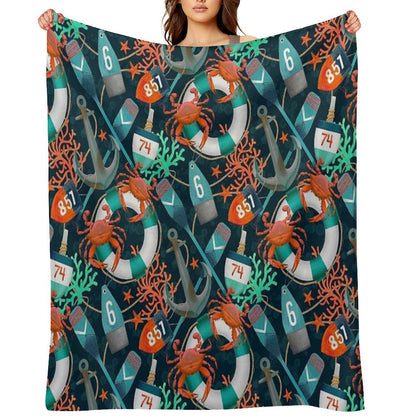 Nautical Junkyard Throw Blanket