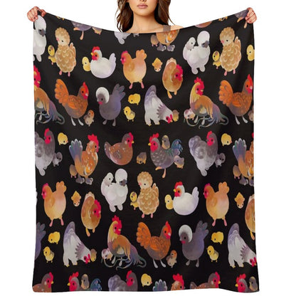 Chicken And Chick - Dark Throw Blanket