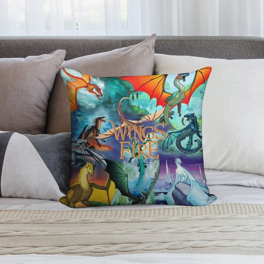 Wings of Fire All Dragon Series Soft Hidden Zipper Throw Pillow