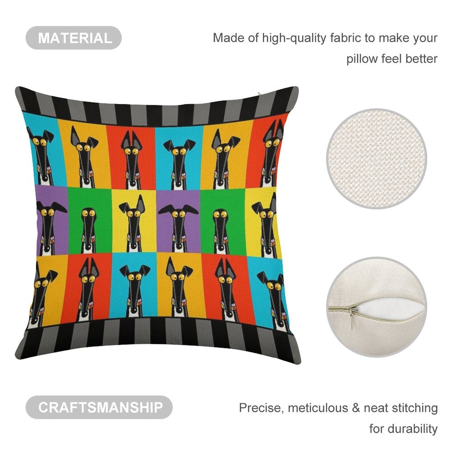 Greyhound Semaphore with Border Linen Throw Pillow Cover