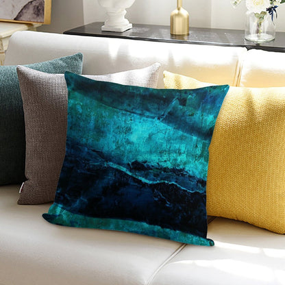 Beneath - Abstract in Navy Blue And Turquoise Soft Durable Construction Throw Pillow