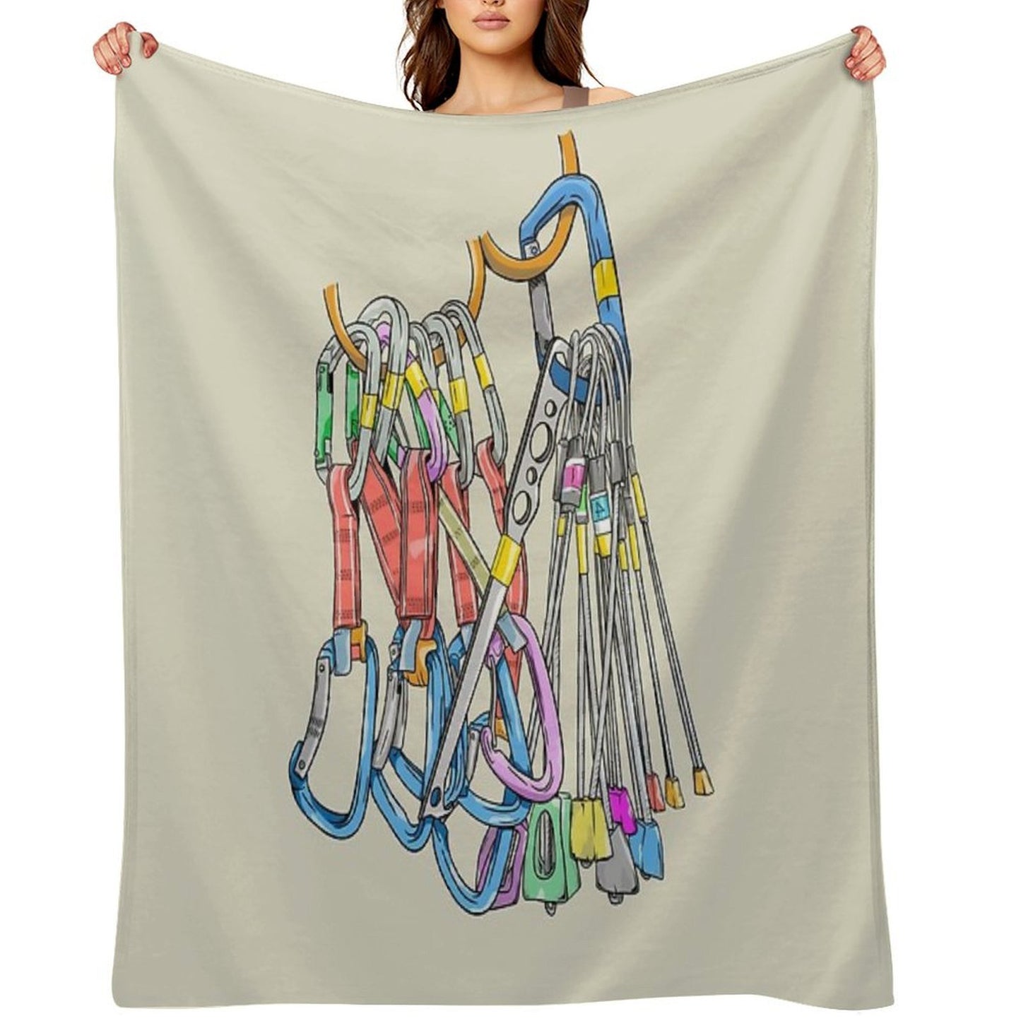 Rack of Rock Climbing Gear Throw Blanket