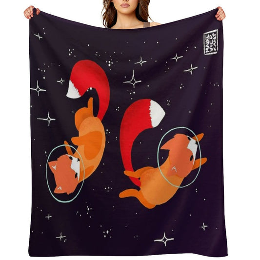 Space Foxes Throw Blanket