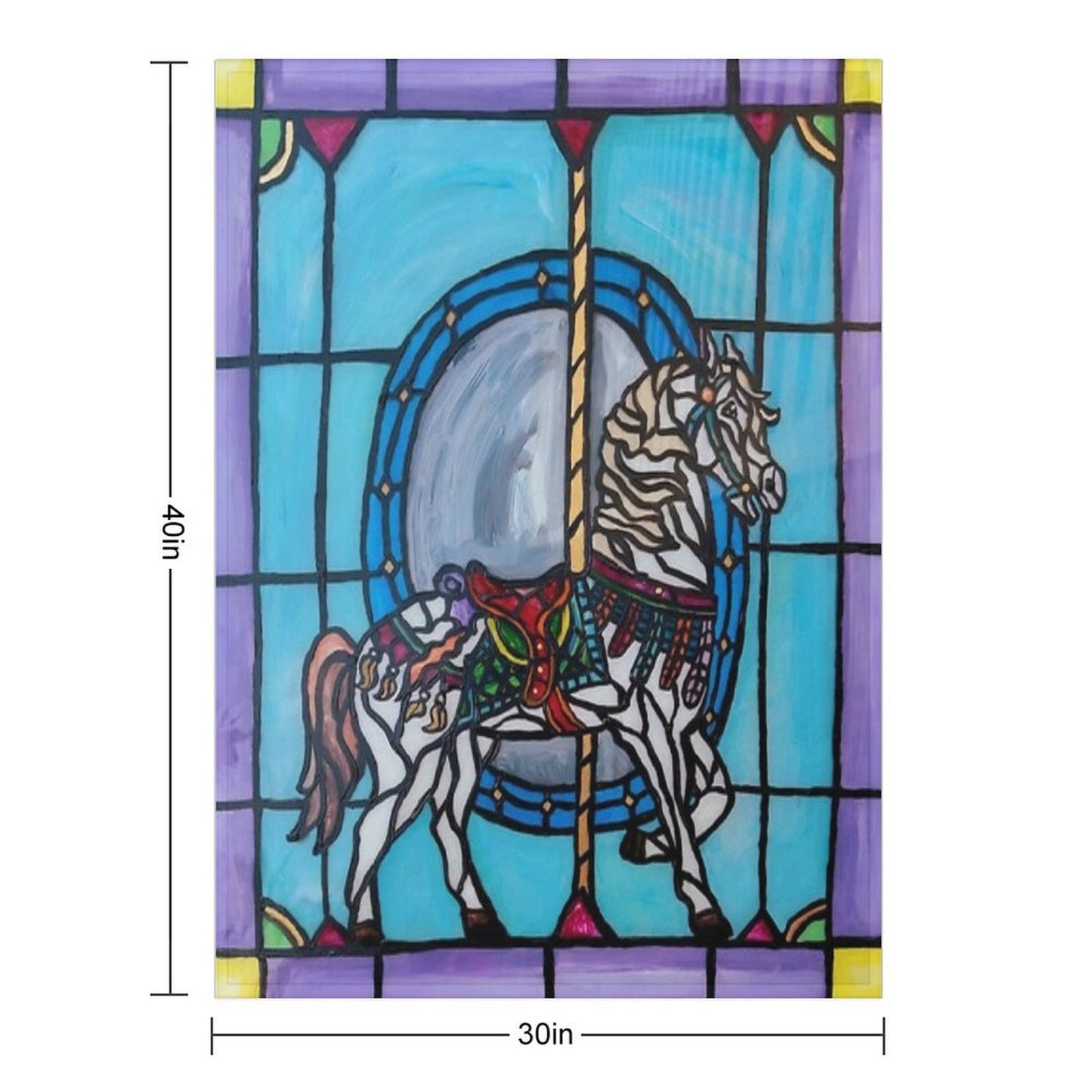 Stained Glass Carousel Horse Throw Blanket